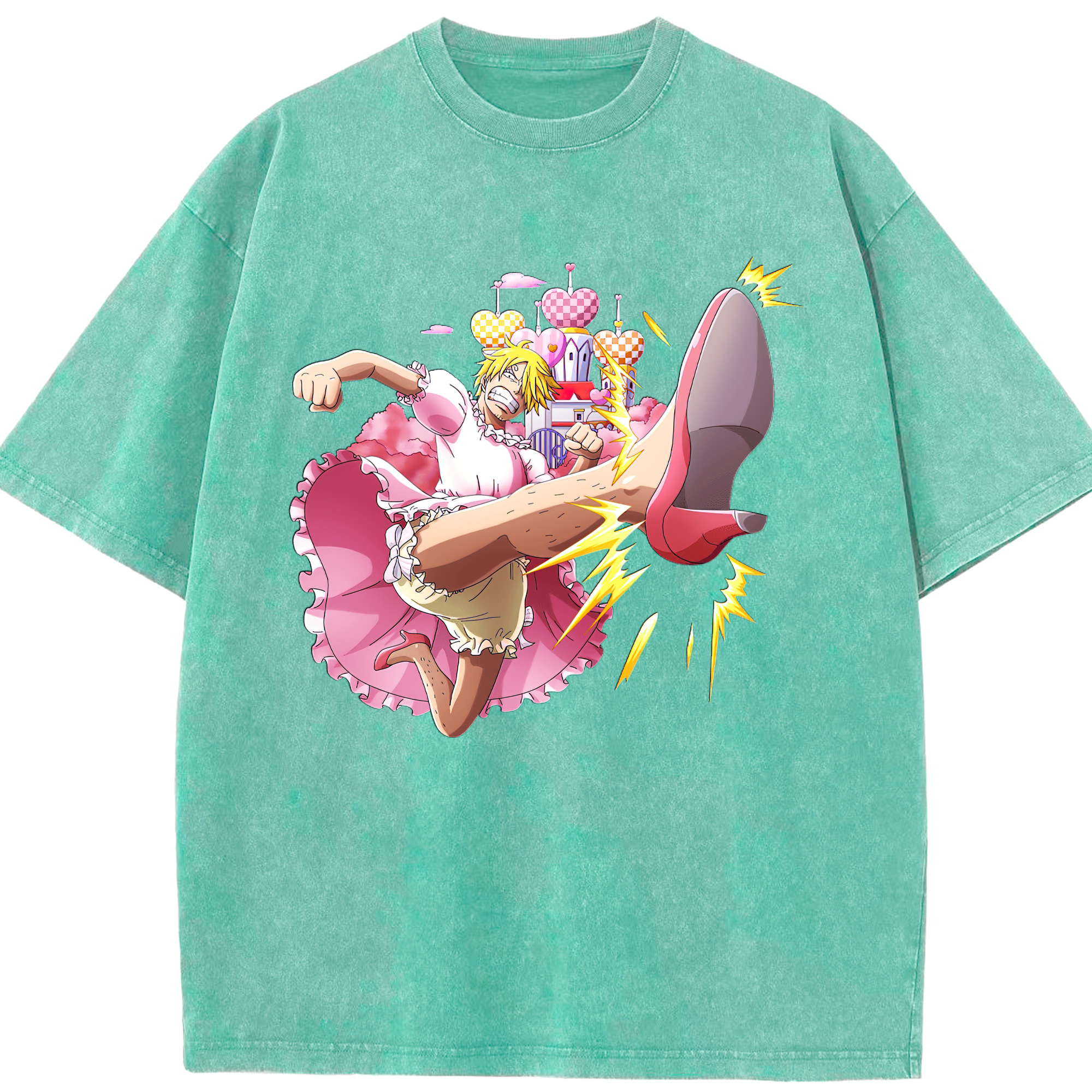 （画像用） ワンピース サンジ ONE PIECE Sanji 綿100% ヴィンテージ風 半袖Tシャツ（フロントプリント）